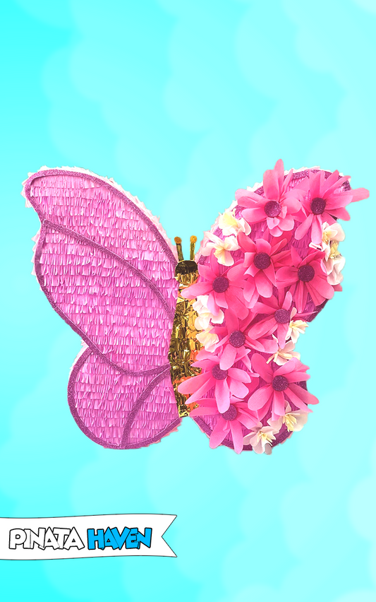 butterfly pinata pink flowers