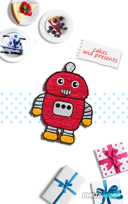 robot red pinata present for your daughters birthday party